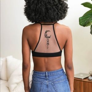 Lace Bralette Bra Sheer Mesh Crescent Moon